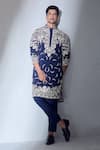 Buy_Alaya Advani_Blue Kurta Japanese Crepe Lycra Polyester Mix Embroidered Work And Pant Set _at_Aza_Fashions