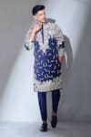 Shop_Alaya Advani_Blue Kurta Japanese Crepe Lycra Polyester Mix Embroidered Work And Pant Set _at_Aza_Fashions