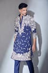 Alaya Advani_Blue Kurta Japanese Crepe Lycra Polyester Mix Embroidered Work And Pant Set _Online_at_Aza_Fashions