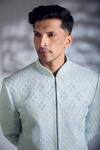 Buy_Alaya Advani_Blue Silk Blend Embroidered Resham Thread Sherwani And Churidar Set _Online