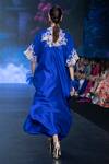 Shop Anu Pellakuru Blue Silk Embroidery, Sequins, Beads V-neck Resham Floral Kaftan at Aza Fashions Shop_Anu Pellakuru_Blue Silk Embroidery, Sequins, Beads V-neck Resham Floral Kaftan _at_Aza_Fashions