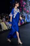 Buy Anu Pellakuru Blue Silk Embroidery, Sequins, Beads V-neck Resham Floral Kaftan Online at Aza Fashions Buy_Anu Pellakuru_Blue Silk Embroidery, Sequins, Beads V-neck Resham Floral Kaftan _Online_at_Aza_Fashions