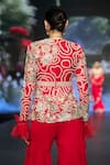 Shop_Anu Pellakuru_Red Raw Silk Embroidered Beads V-neck Floral Zardozi Jacket Palazzo Set _at_Aza_Fashions