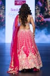 Shop_Anu Pellakuru_Pink Raw Silk Embroidered Beads Sweetheart Floral Resham Bridal Lehenga Set _at_Aza_Fashions