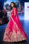 Anu Pellakuru_Pink Raw Silk Embroidered Beads Sweetheart Floral Resham Bridal Lehenga Set _Online_at_Aza_Fashions