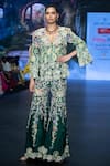 Buy_Anu Pellakuru_Emerald Green Raw Silk Embroidered Beads Resham Foliage Jacket With Sharara _at_Aza_Fashions