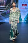 Anu Pellakuru_Emerald Green Raw Silk Embroidered Beads Resham Foliage Jacket With Sharara _Online_at_Aza_Fashions