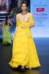 Anu Pellakuru_Yellow Chiffon, Net Pearls, Zardozi Embroidered Tiered Anarkali With Dupatta _Online_at_Aza_Fashions