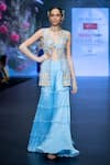 Buy_Anu Pellakuru_Blue Raw Silk Embroidered Beads Jacket Open Zardozi Tunic Sharara Set _at_Aza_Fashions