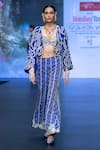 Buy_Anu Pellakuru_Blue Raw Silk Embroidered Beads Jacket Open Wavy Flared Pant Set _at_Aza_Fashions