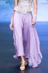 Anu Pellakuru_Purple Raw Silk Embroidered Beads Lapel Collar Zardozi Jacket Draped Pant Set _Online_at_Aza_Fashions