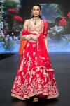 Buy_Anu Pellakuru_Red Satin, Organza, Silk, Net Resham Floral Embroidered Bridal Lehenga Set _at_Aza_Fashions