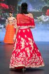 Shop_Anu Pellakuru_Red Satin, Organza, Silk, Net Resham Floral Embroidered Bridal Lehenga Set _at_Aza_Fashions
