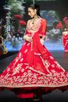 Buy_Anu Pellakuru_Red Satin, Organza, Silk, Net Resham Floral Embroidered Bridal Lehenga Set 