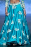 Buy_Anu Pellakuru_Blue Satin, Organza, Silk Zardozi Floral Embroidered Lehenga With Cut-out Blouse _Online_at_Aza_Fashions