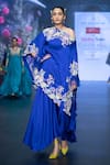 Buy_Anu Pellakuru_Blue Pure Silk Embroidered Beads One Shoulder Asymmetric Kaftan With Draped Pant _at_Aza_Fashions