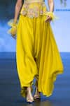 Buy_Anu Pellakuru_Yellow Raw Silk Embroidered Floral Resham Scalloped Jacket Draped Pant Set _Online_at_Aza_Fashions