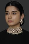 Buy_Kaari_Gold Plated Vellore Polki Zunaira Teardrop Choker Set _at_Aza_Fashions