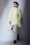 Alaya Advani_Cream Jacket And Pant Poly Satin Embroidered Thread Sherwani Kurta Set _at_Aza_Fashions