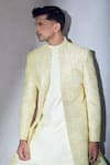 Alaya Advani_Cream Jacket And Pant Poly Satin Embroidered Thread Sherwani Kurta Set _Online