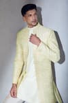 Buy_Alaya Advani_Cream Jacket And Pant Poly Satin Embroidered Thread Sherwani Kurta Set _Online