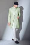 Buy_Alaya Advani_Green Slub Silk Embroidered Thread Sherwani Jacket Kurta Set _Online