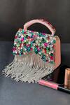 Bhavna Kumar_Multi Color Crystal Stone Fringe Petal Studded Clutch Bag _Online_at_Aza_Fashions