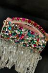 Buy_Bhavna Kumar_Multi Color Crystal Stone Fringe Petal Studded Clutch Bag _Online_at_Aza_Fashions