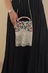 Buy_Bhavna Kumar_Multi Color Crystal Stone Fringe Petal Studded Clutch Bag 