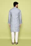 Shop_Arihant Rai Sinha_Grey Cotton Embroidery Placed Threadwork Kurta With Churidar_at_Aza_Fashions