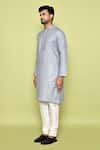 Arihant Rai Sinha_Grey Cotton Embroidery Placed Threadwork Kurta With Churidar_at_Aza_Fashions