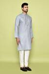 Buy_Arihant Rai Sinha_Grey Cotton Embroidery Placed Threadwork Kurta With Churidar