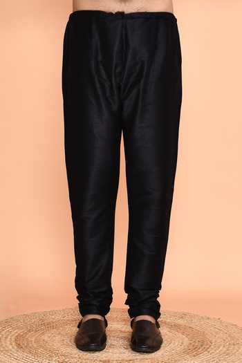 Arihant Rai Sinha_Black Silk Mirrors Embellished Kurta With Churidar _Online_at_Aza_Fashions