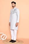 Shop_Arihant Rai Sinha_Grey Cotton Embroidery Cherry Blossom Threadwork Kurta With Churidar _Online_at_Aza_Fashions