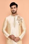Buy_Arihant Rai Sinha_Beige Denim Embroidery Placed Vine Kurta With Churidar 