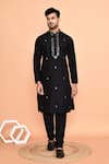 Buy_Arihant Rai Sinha_Black Silk Mirrors Embellished Kurta With Churidar _at_Aza_Fashions