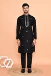 Buy_Arihant Rai Sinha_Black Silk Mirrors Embellished Kurta With Churidar _Online_at_Aza_Fashions