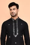 Arihant Rai Sinha Black Silk Mirrors Embellished Kurta With Churidar at Aza Fashions Arihant Rai Sinha_Black Silk Mirrors Embellished Kurta With Churidar _at_Aza_Fashions