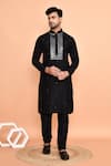 Buy_Arihant Rai Sinha_Black Silk Mirrors Cluster Kurta With Churidar _at_Aza_Fashions