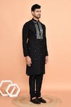 Arihant Rai Sinha_Black Silk Mirrors Cluster Kurta With Churidar _at_Aza_Fashions