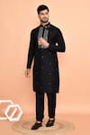 Buy_Arihant Rai Sinha_Black Silk Mirrors Cluster Kurta With Churidar 