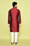 Shop_Arihant Rai Sinha_Maroon Silk Plain Kurta With Churidar _at_Aza_Fashions