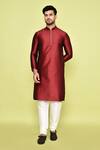 Buy_Arihant Rai Sinha_Maroon Silk Plain Kurta With Churidar 