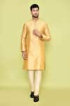 Buy_Arihant Rai Sinha_Gold Dupion Embellished Stone Placket Kurta With Churidar _at_Aza_Fashions