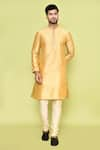 Buy_Arihant Rai Sinha_Gold Dupion Embellished Stone Placket Kurta With Churidar 