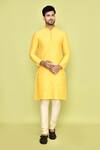 Buy_Arihant Rai Sinha_Yellow Silk Mirrors Floweret Embroidered Kurta With Churidar 
