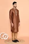 Buy_Arihant Rai Sinha_Brown Dupion Embroidery Wildbloom Mirror Kurta With Churidar 