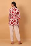 Shop_SAYISHA_Off White Chinon Printed Floral Band Collar Tunic And Pant Set _at_Aza_Fashions