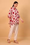 Shop_SAYISHA_Off White Chinon Printed Floral Band Collar Tunic And Pant Set _Online_at_Aza_Fashions