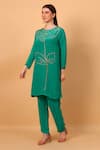 Shop_SAYISHA_Blue Crepe Embroidered Round Abstract Kurta And Pant Set _Online_at_Aza_Fashions